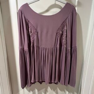 Boho Lace Bell-Sleeve Blouse Boutique NWOT